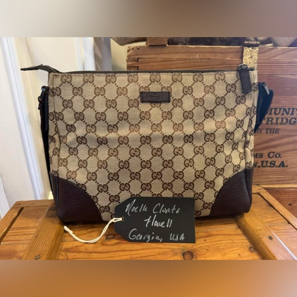 SOLD ❌ post - Gucci Joy Messenger Beige and Brown Monogram Crossbody